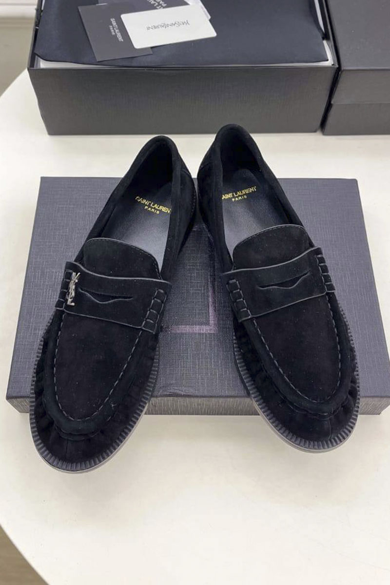 Yves Saint Laurent Женские замшевые лоферы premium