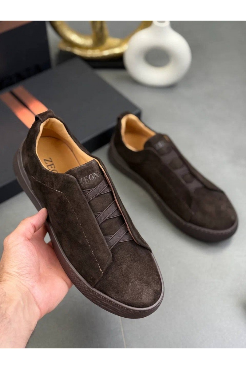 Zegna Замшевые кроссовки Triple Stitch