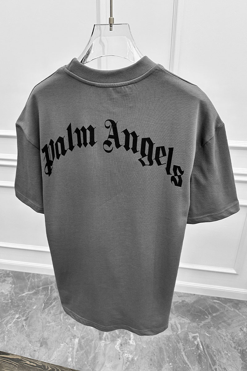 Palm Angels Серая оверсайз футболка Leopard Bear