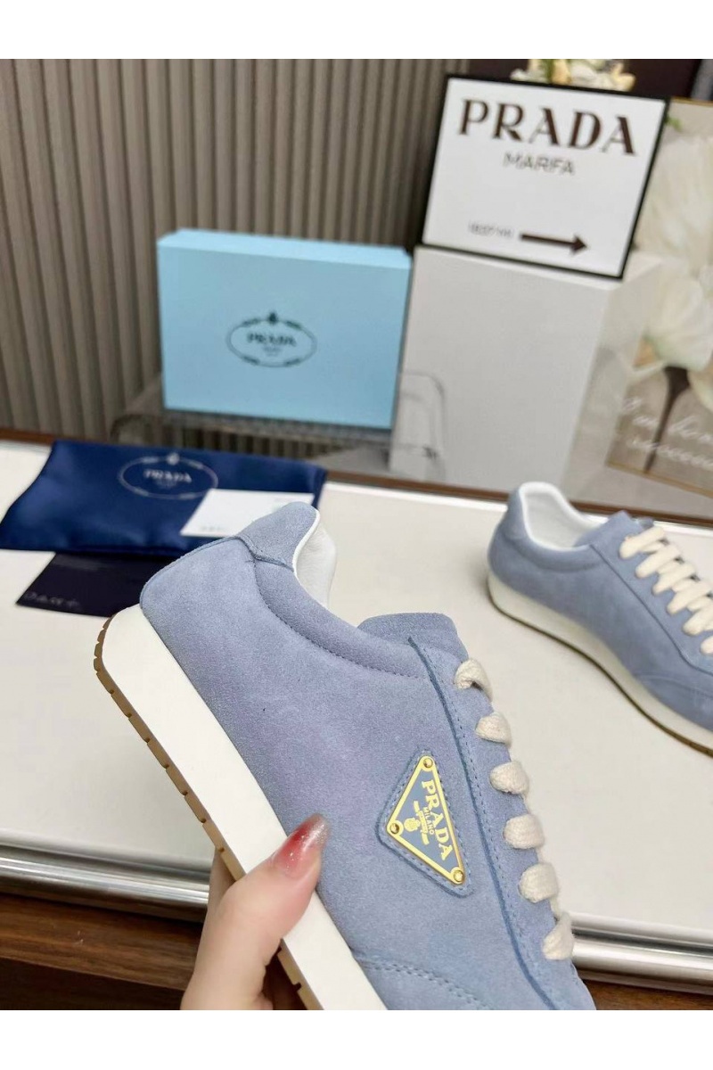 Prada Женские замшевые кроссовки Premium - Blue
