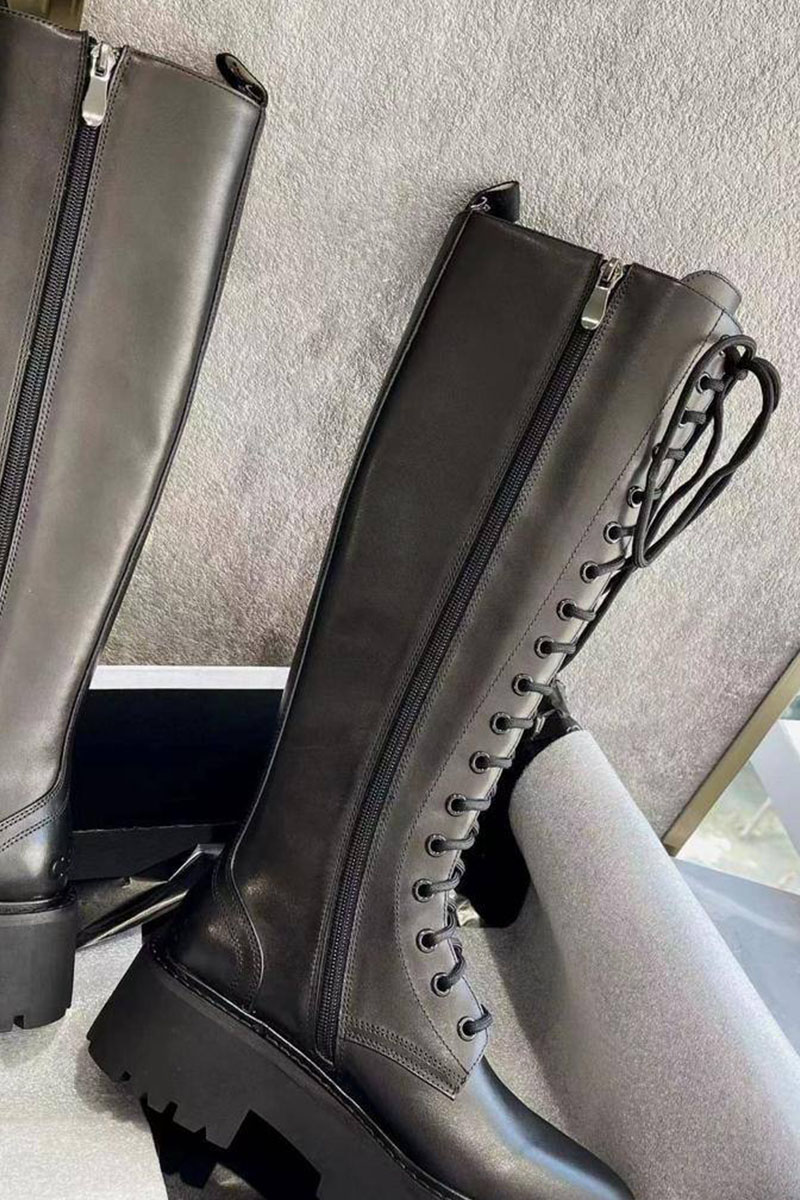 Celine Женские кожаные сапоги Premium - Black