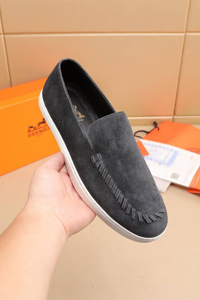 Hermes Мужские замшевые лоферы Julian - Grey