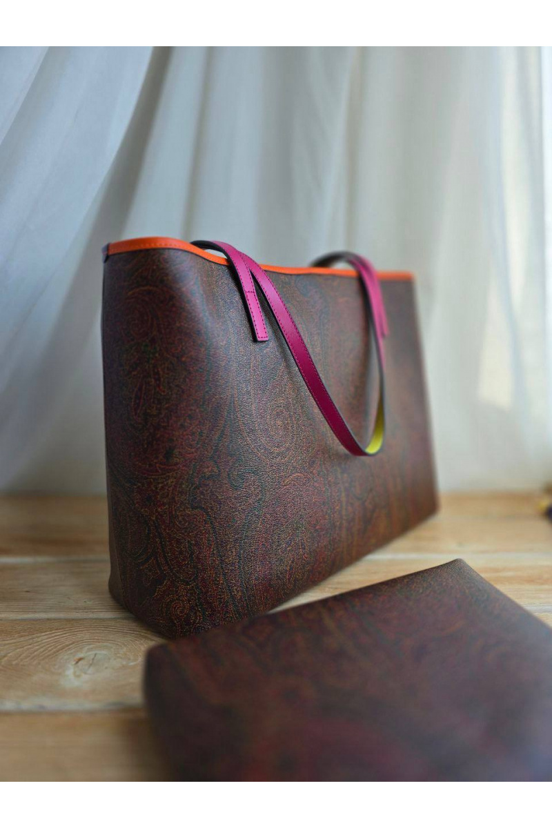 Etro Кожаная сумка с узором пейсли 37x28 см