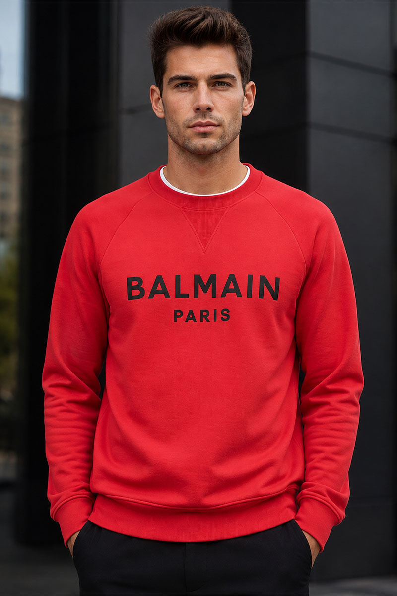 Balmain Мужской красный свитшот Paris logo-print