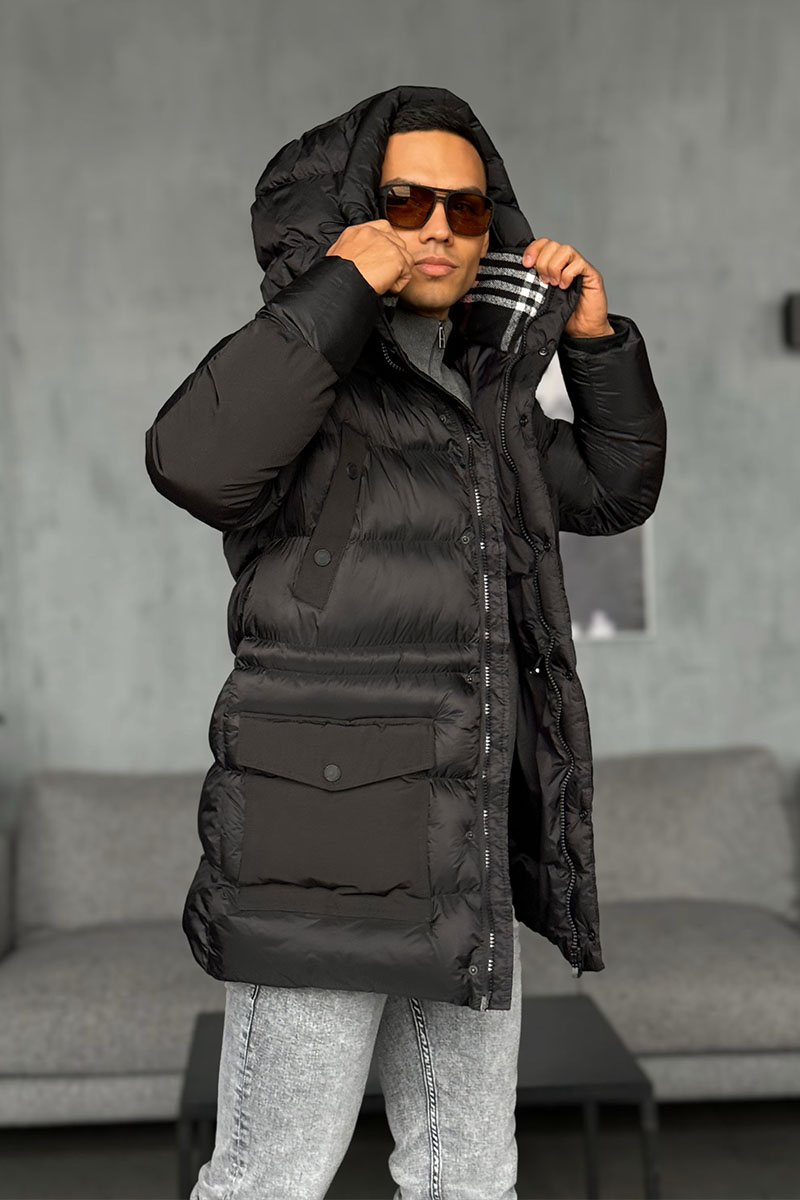 Burberry Мужская чёрная парка Hooded Puffer 
