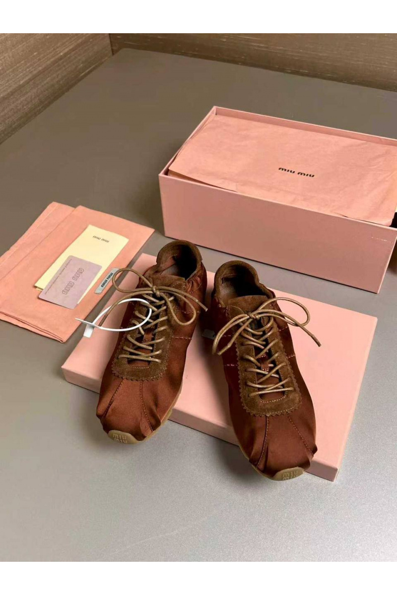 MIU MIU Женские кроссовки Plume Satin premium