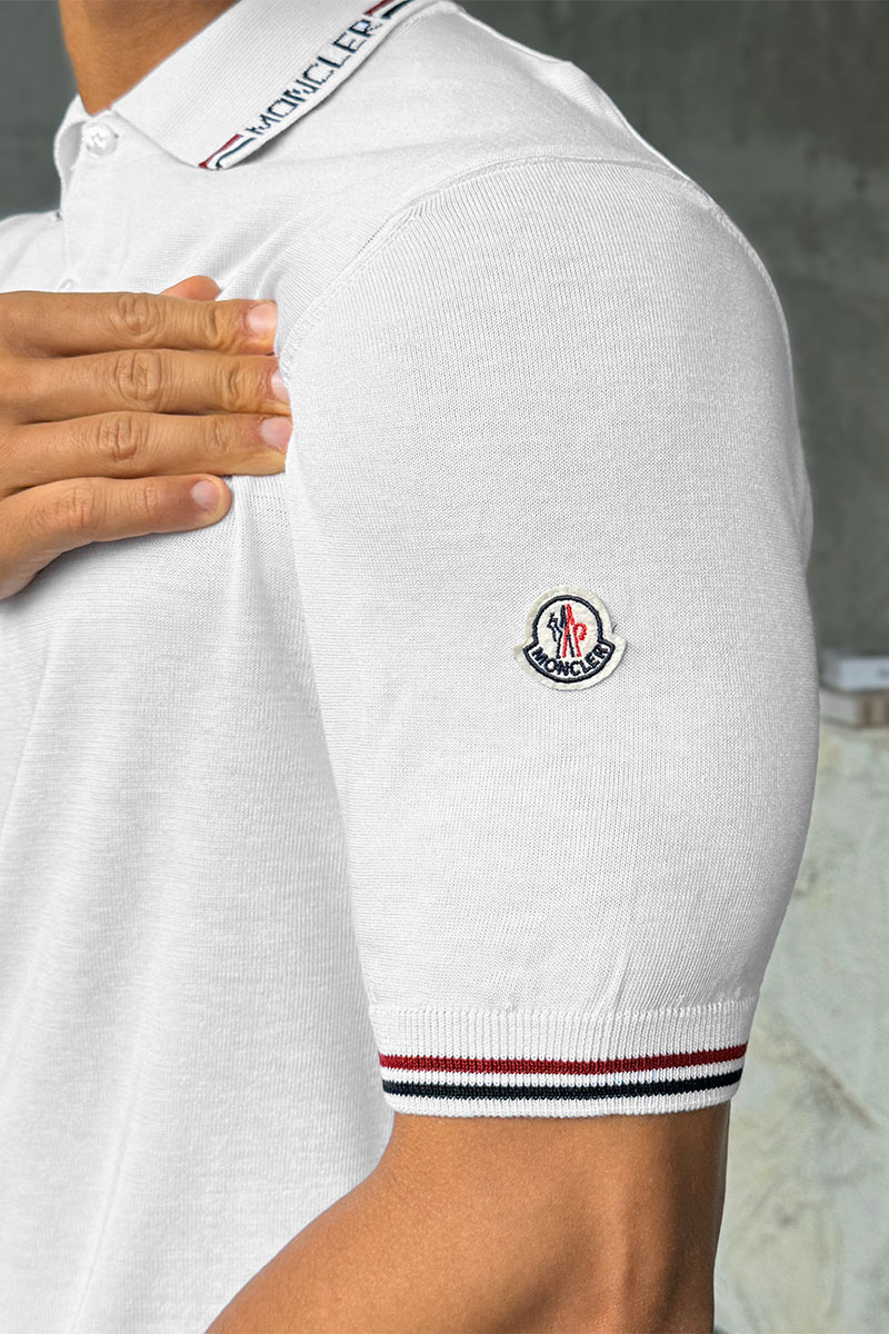 Moncler Мужское белое поло logo-patch