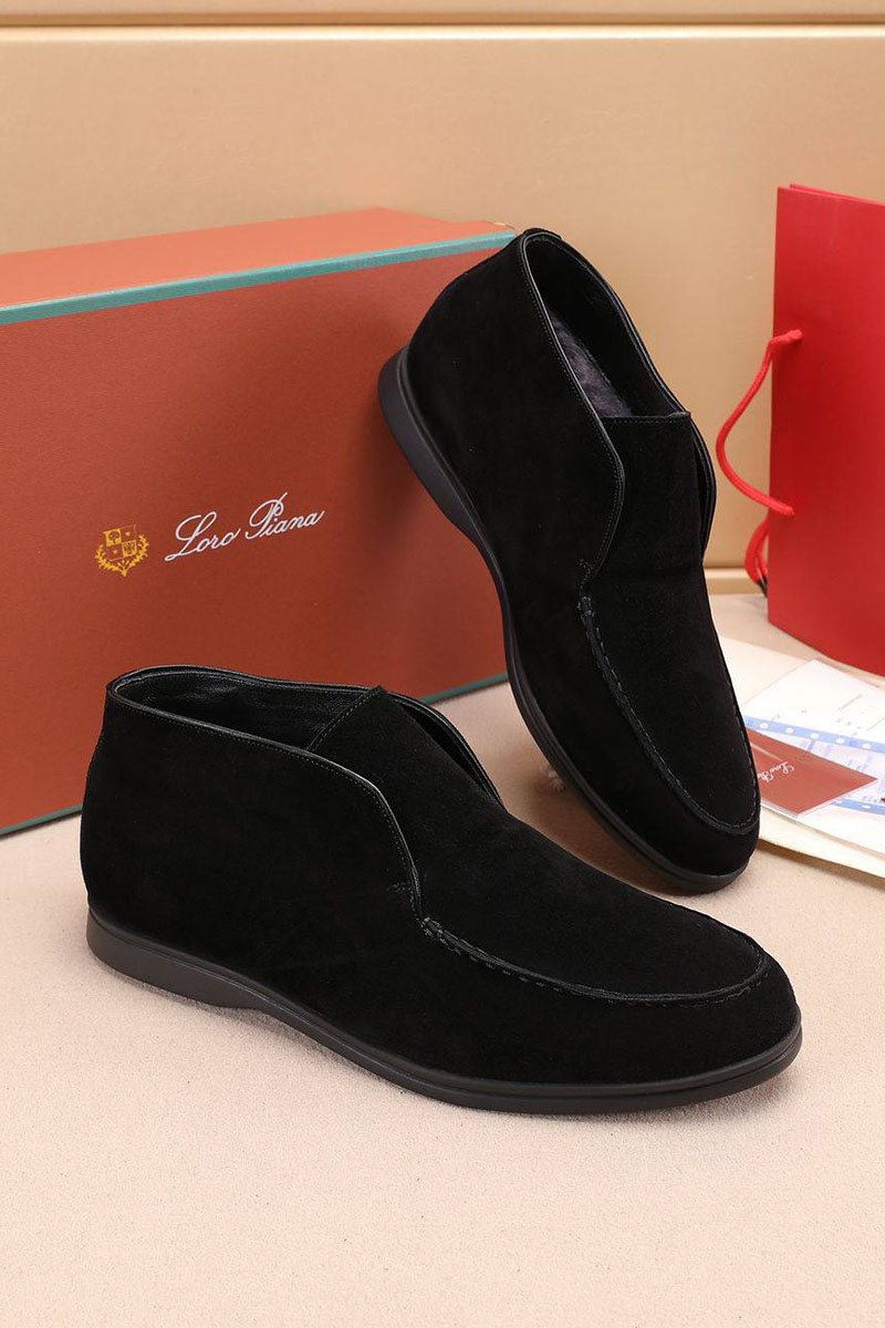 Loro Piana Замшевые лоферы с мехом Open Walk - Black