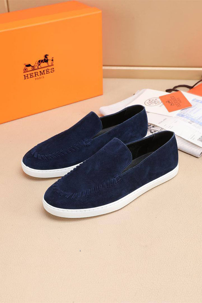 Hermes Мужские замшевые лоферы Julian - Navy