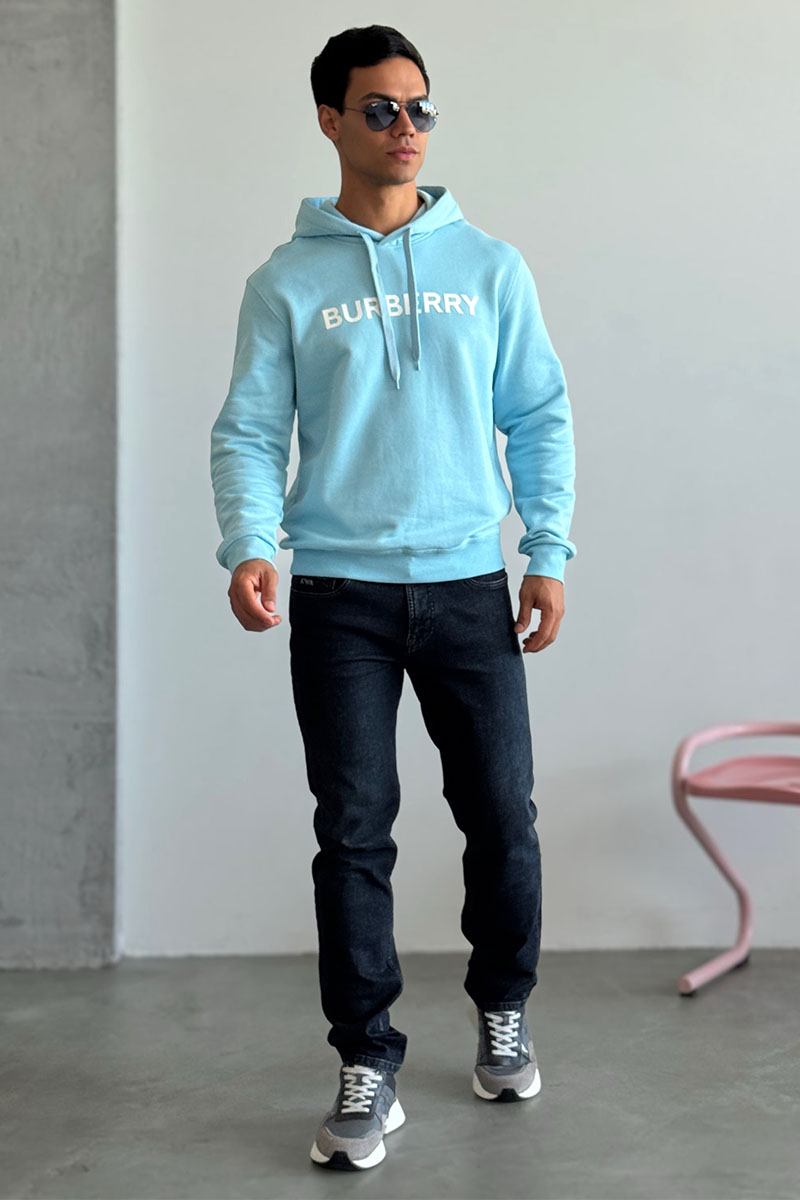 Burberry Мужское голубое худи logo-print