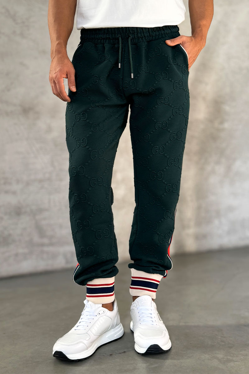 Gucci Зелёные спортивные штаны GG jacquard