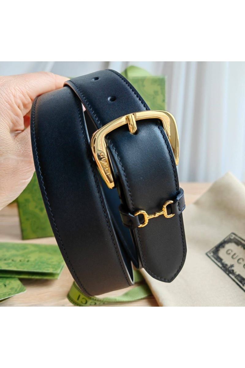 Gucci Кожаный ремень GG чёрного цвета (длина 80 / 85 см)