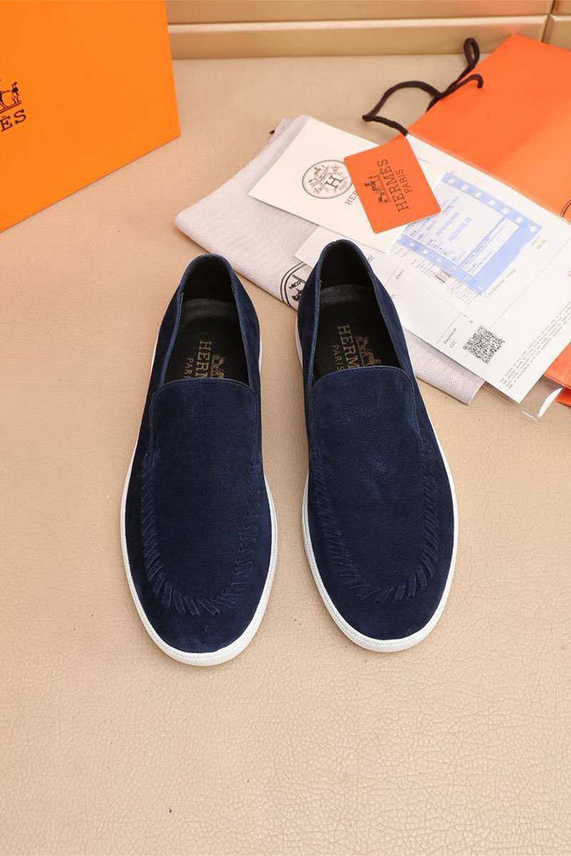 Hermes Мужские замшевые лоферы Julian - Navy
