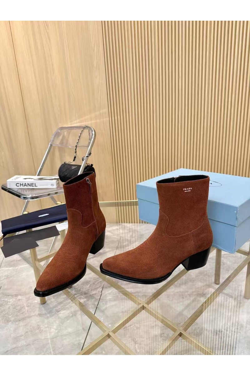 Prada Женские замшевые сапоги premium - Brown