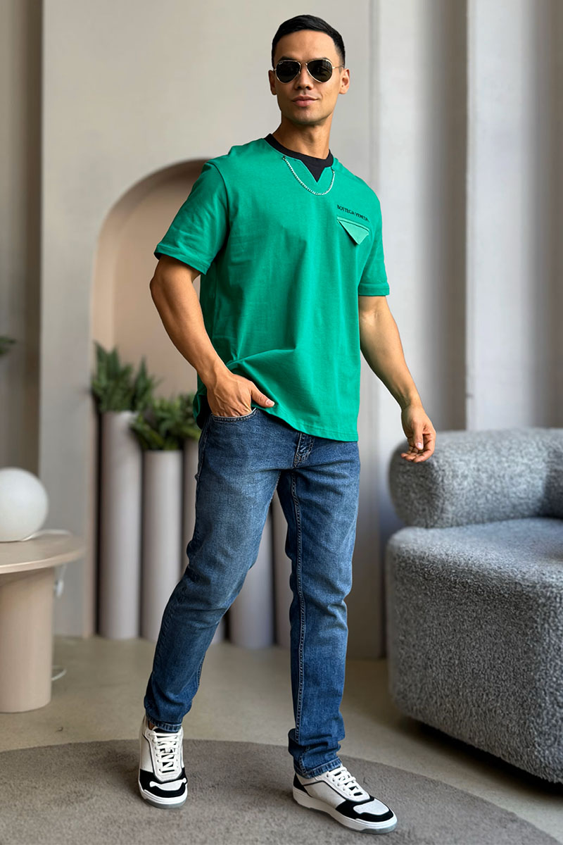 Bottega Veneta Зелёная оверсайз футболка Chain