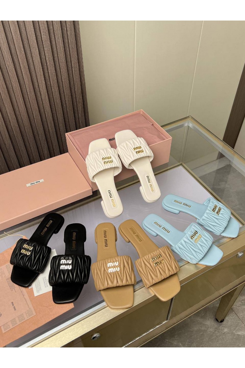 MIU MIU Женские шлёпанцы Premium - White
