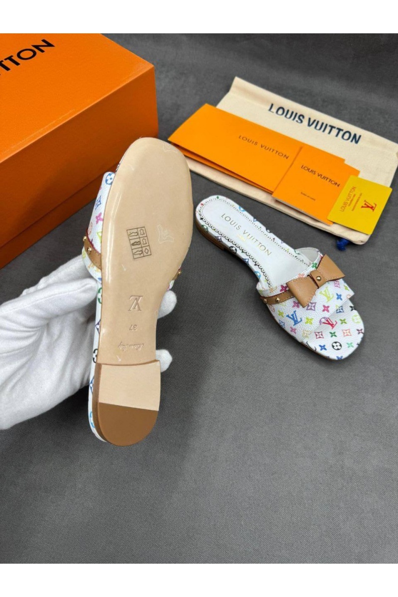 Lоuis Vuittоn Женские кожаные шлёпанцы Takashi Murakami Multicolore premium