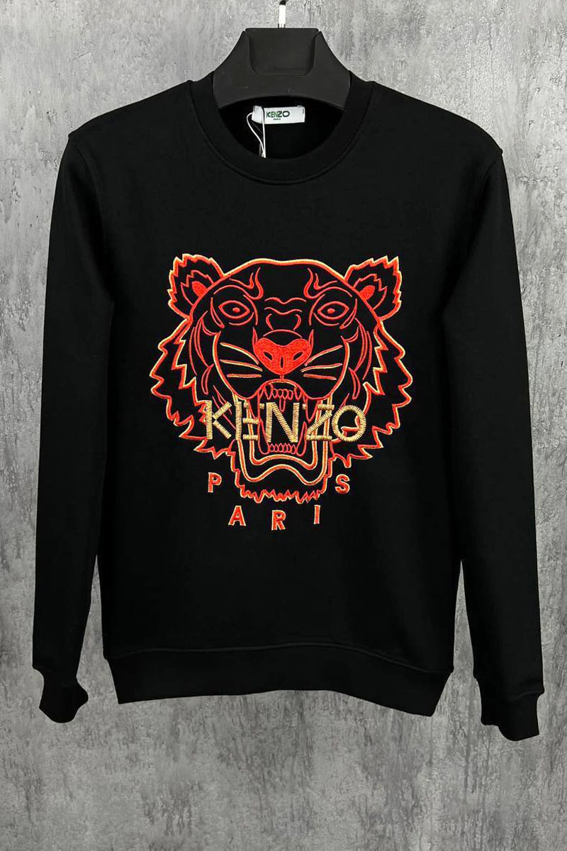 Kenzo Чёрный мужской свитшот Tiger Head embroidered