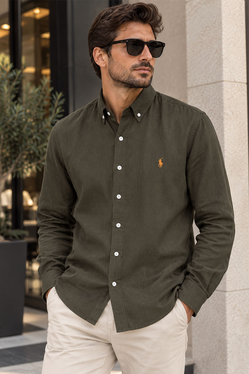 Polo Ralph Lauren Льняная рубашка pony-embroidered - Khaki