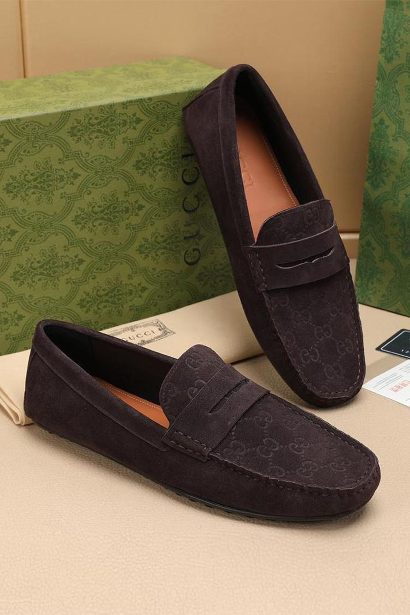Gucci Мужские замшевые мокасины GG monogram
