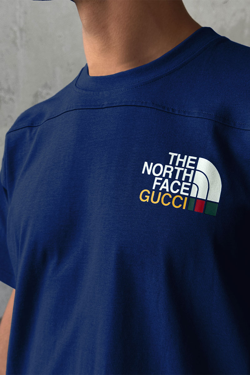 Gucci Оверсайз футболка TNF Collaboration landscape print - Navy