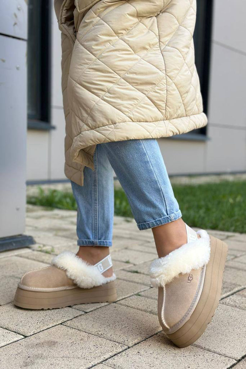 UGG Замшевые женские слиперы с мехом Funkette Platform