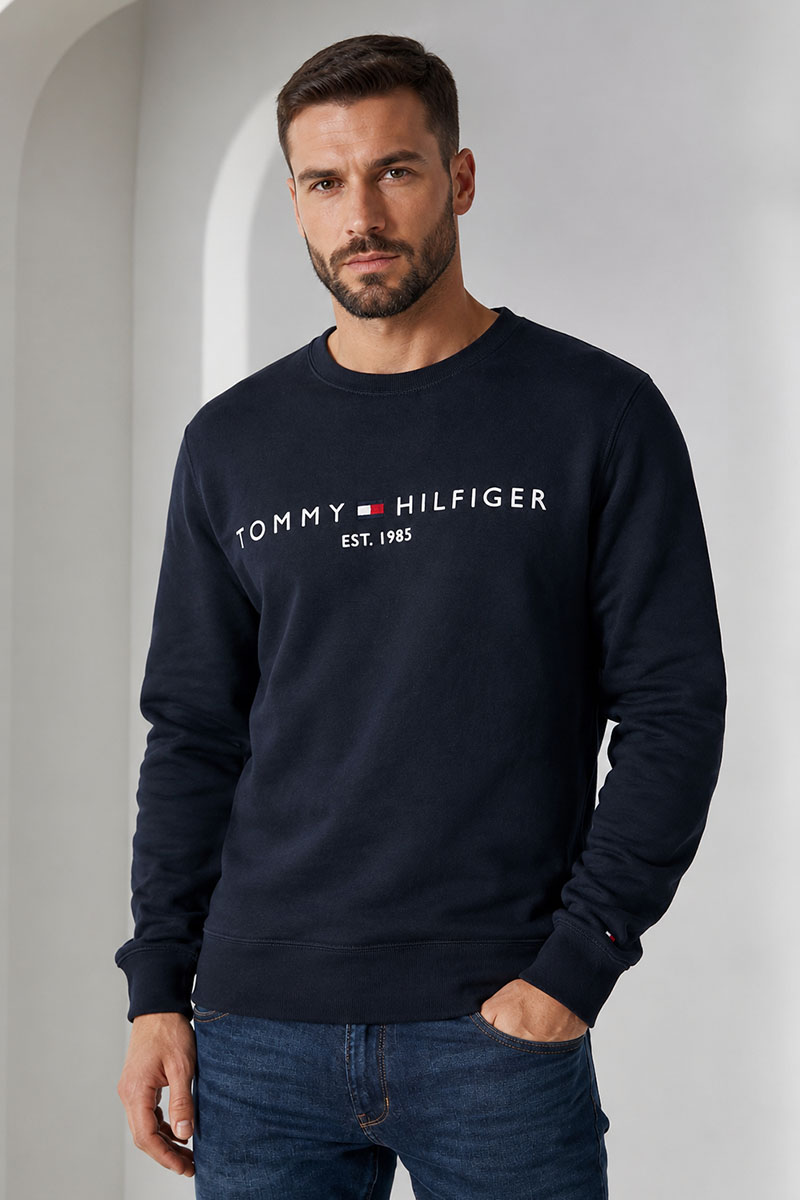 Tommy Hilfiger Свитшот тёмно-синего цвета logo-embroidered
