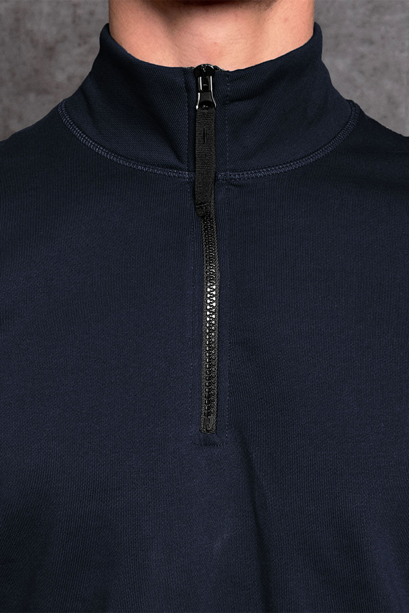 Stone Island Мужская тёмно-синяя кофта с патчем на плече Zip Neck