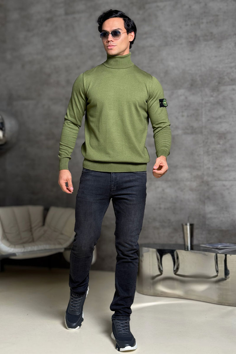 Stone Island Водолазка зелёного цвета compass-patch