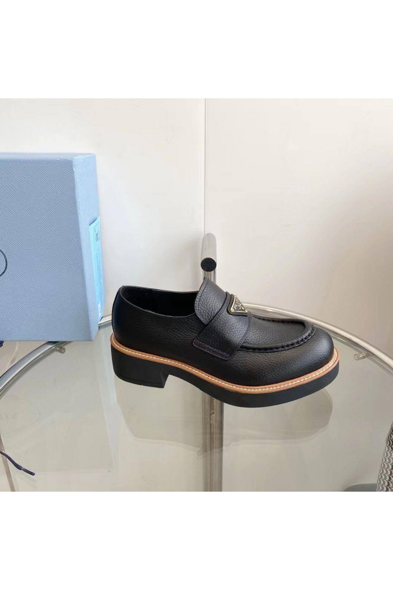 Prada Женские кожаные лоферы Premium - Black