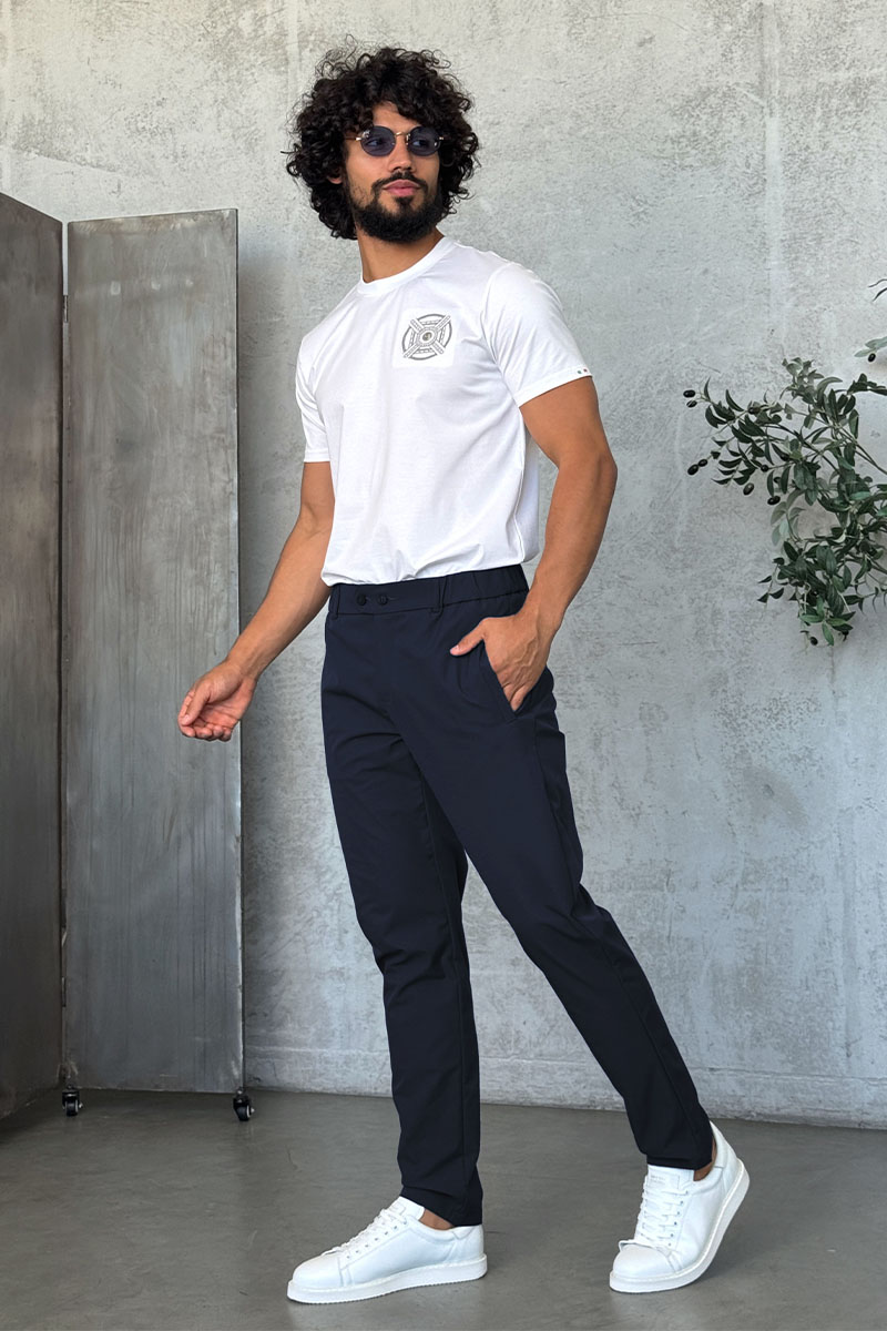 Zilli Мужские тёмно-синие брюки slim fit