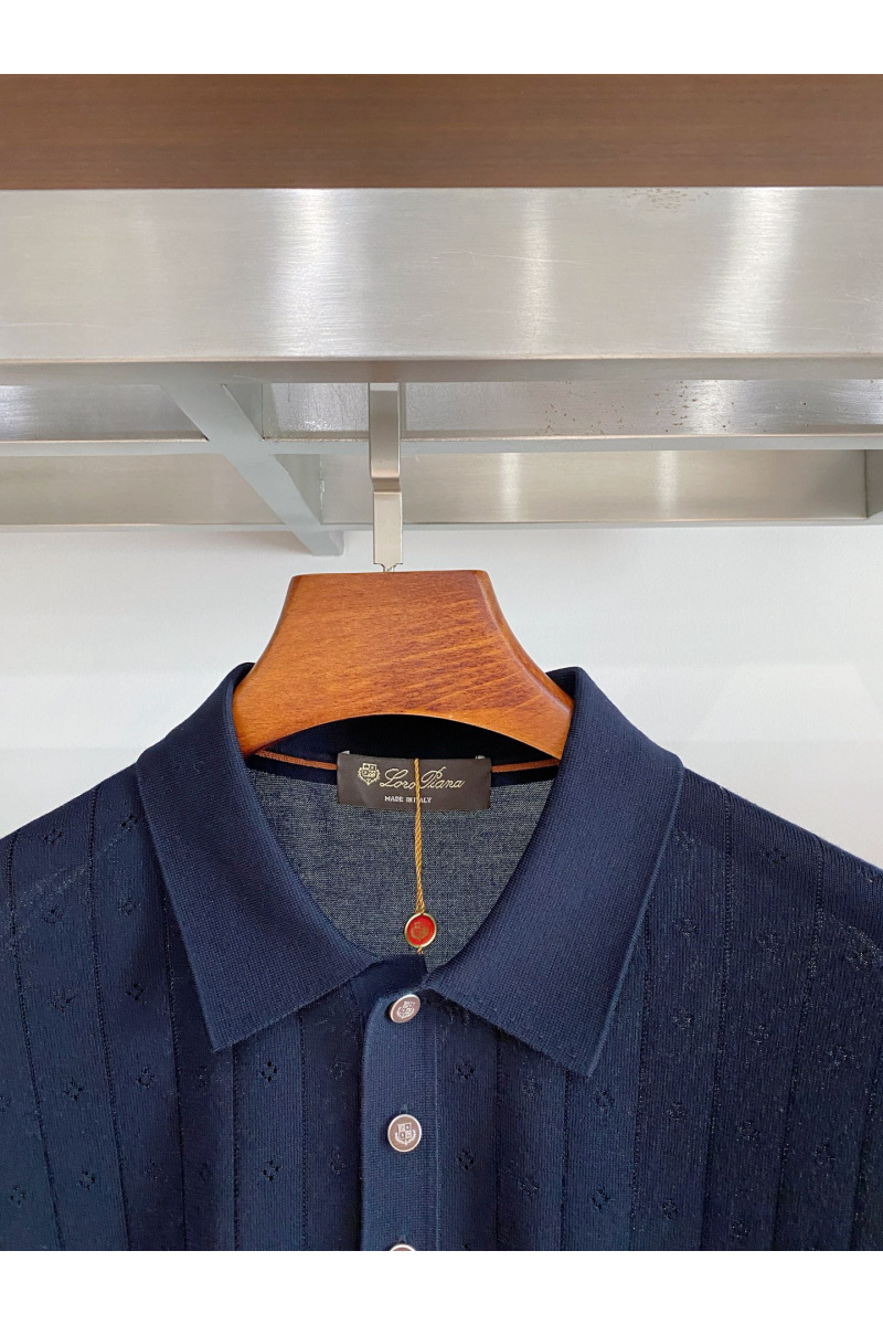 Loro Piana Мужское тёмно-синее поло premium