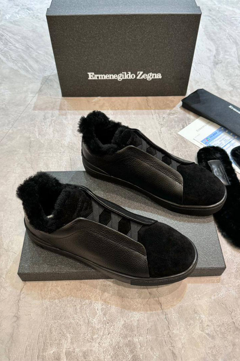 Zegna Кроссовки с мехом Triple Stitch