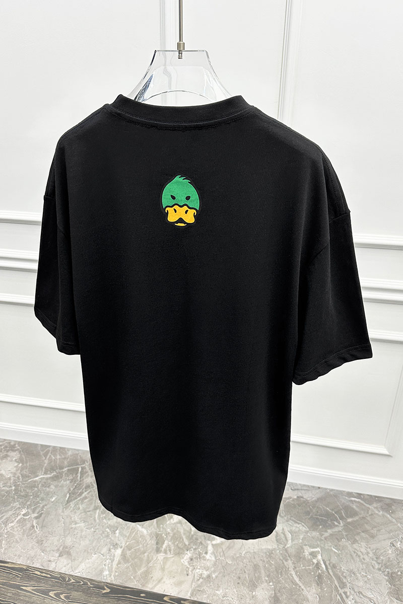 Lоuis Vuittоn Чёрная оверсайз футболка Maison Duck logo