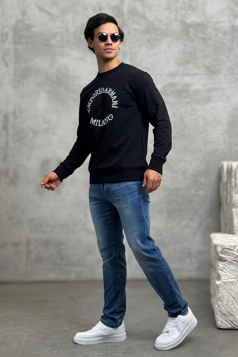 Emporio Armani EA7 Чёрный свитшот logo embroidery