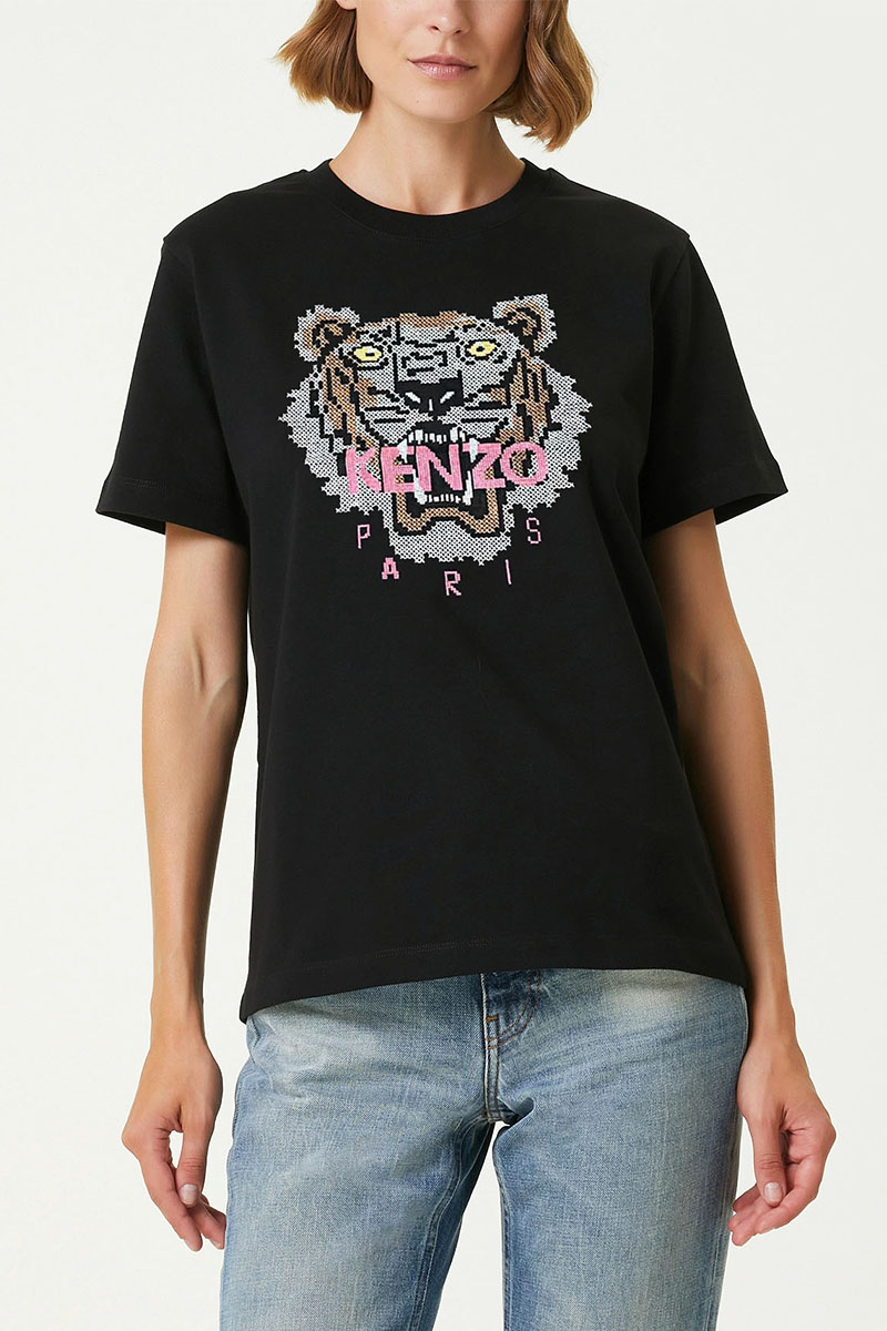 Kenzo Женская чёрная футболка "Tiger"