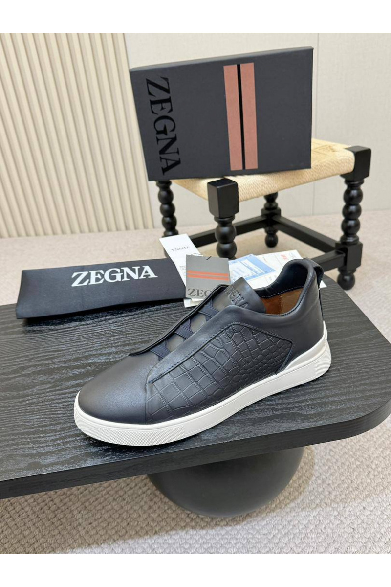 Zegna Мужские кроссовки Triple Stitch Alligator - Grey