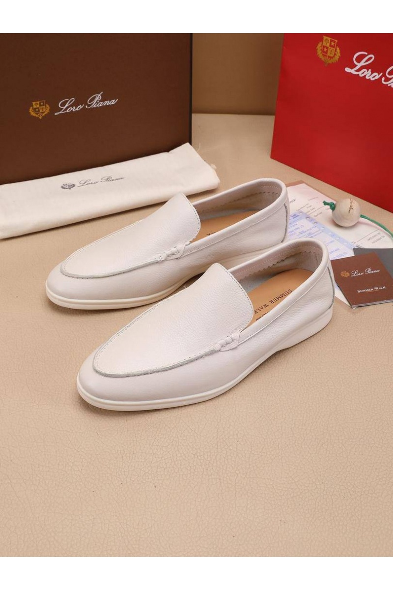Loro Piana Мужские кожаные лоферы Summer Walk - White