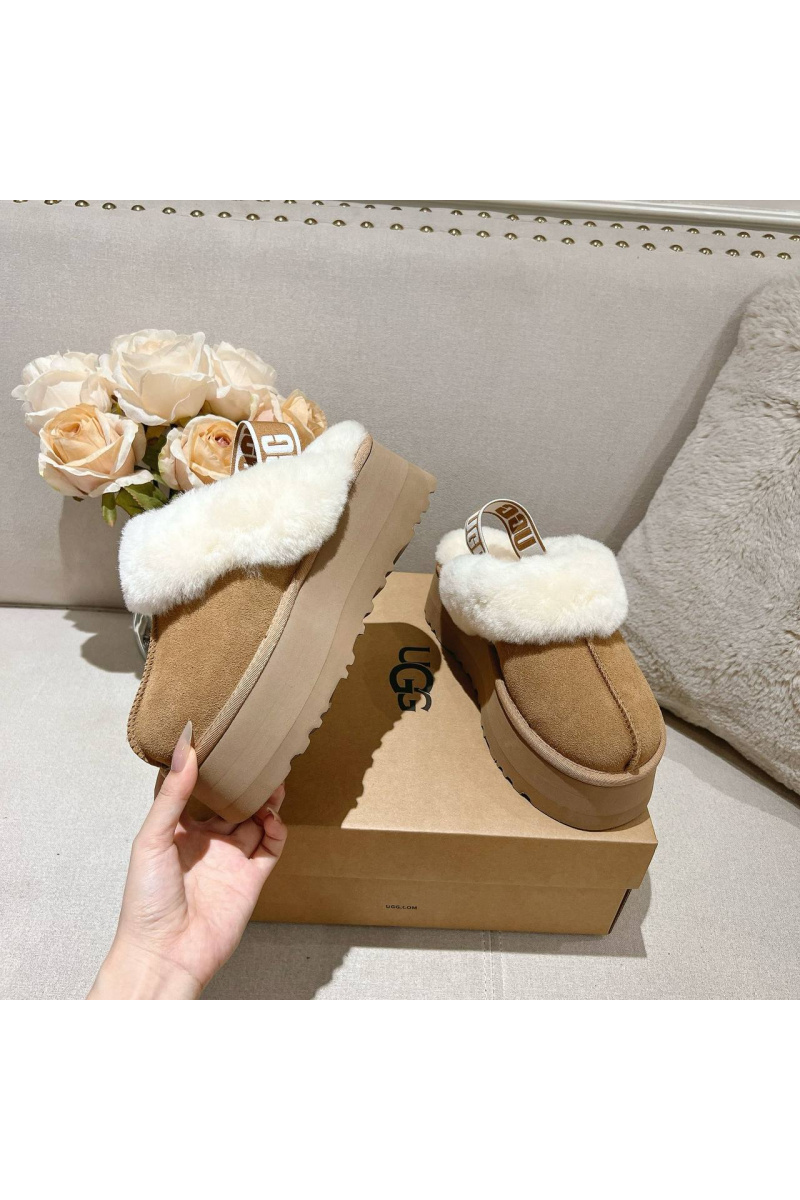 UGG Замшевые женские слиперы с мехом Funkette Platform