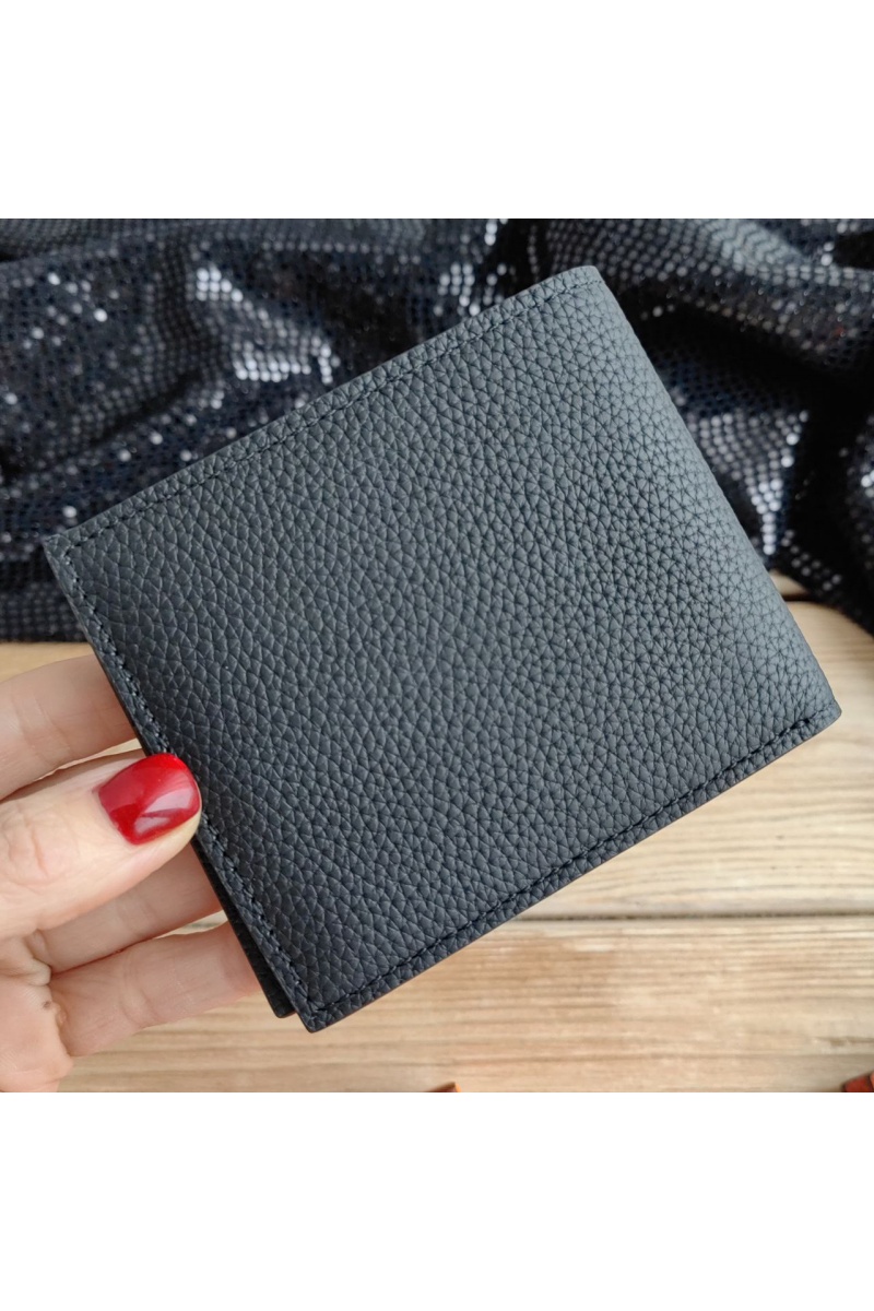 Hermes Кожаный чёрный кошелёк 12х10 см