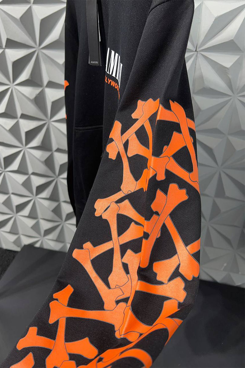 Amiri Чёрное мужское худи Bones logo-print
