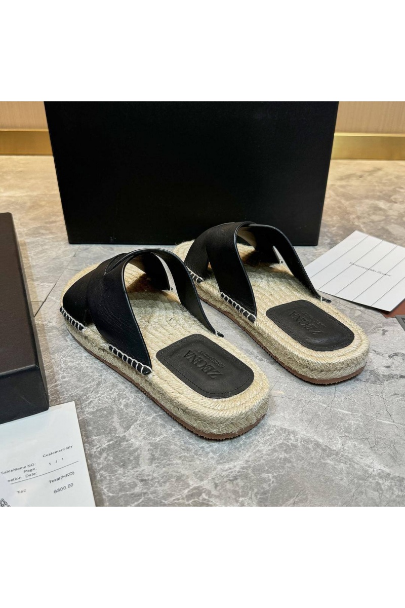 Zegna Мужские шлёпанцы leather - Black