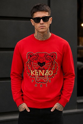 Красный мужской свитшот Tiger Head embroidered
