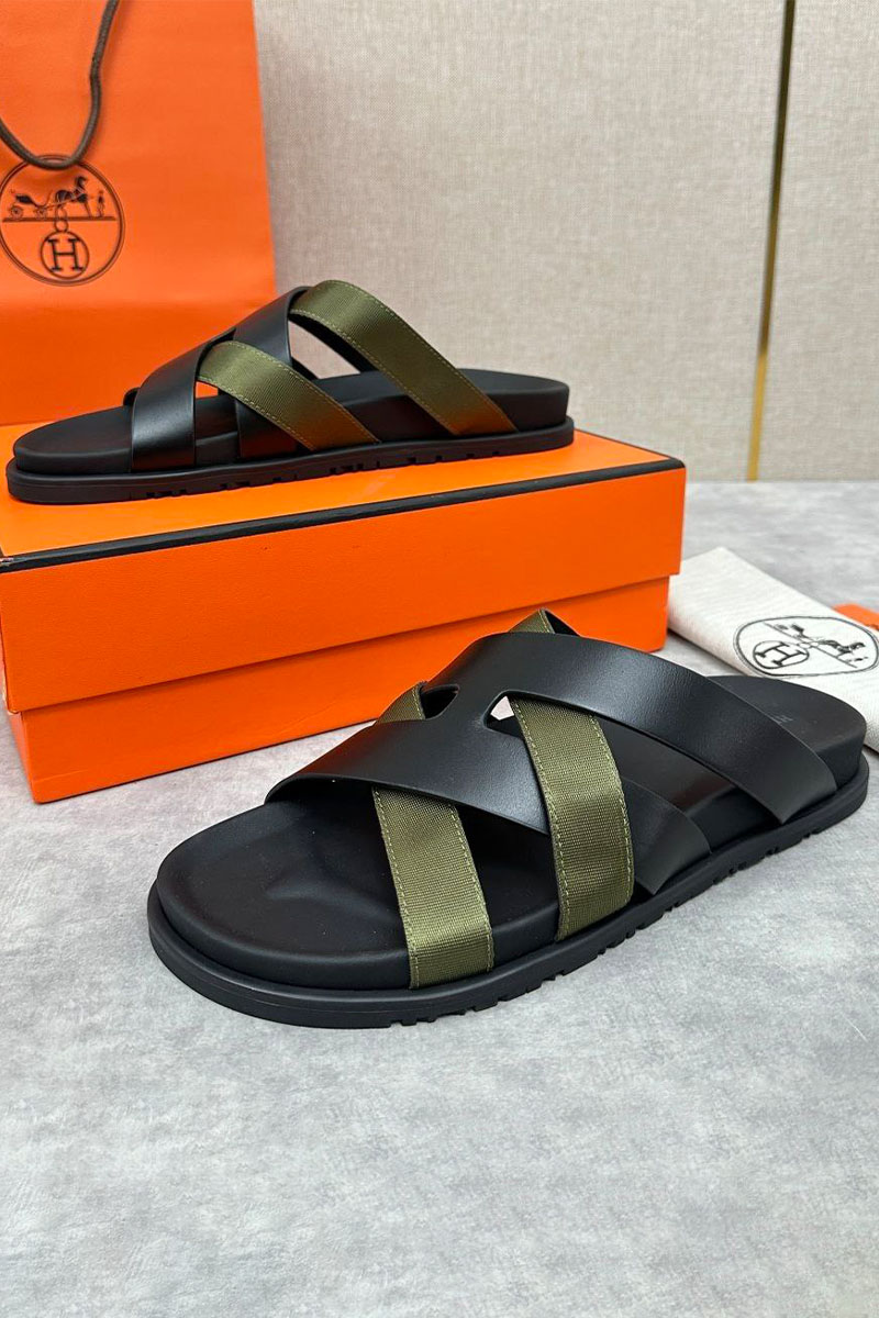 Hermes Мужские шлёпанцы Kazimir - Black / Khaki
