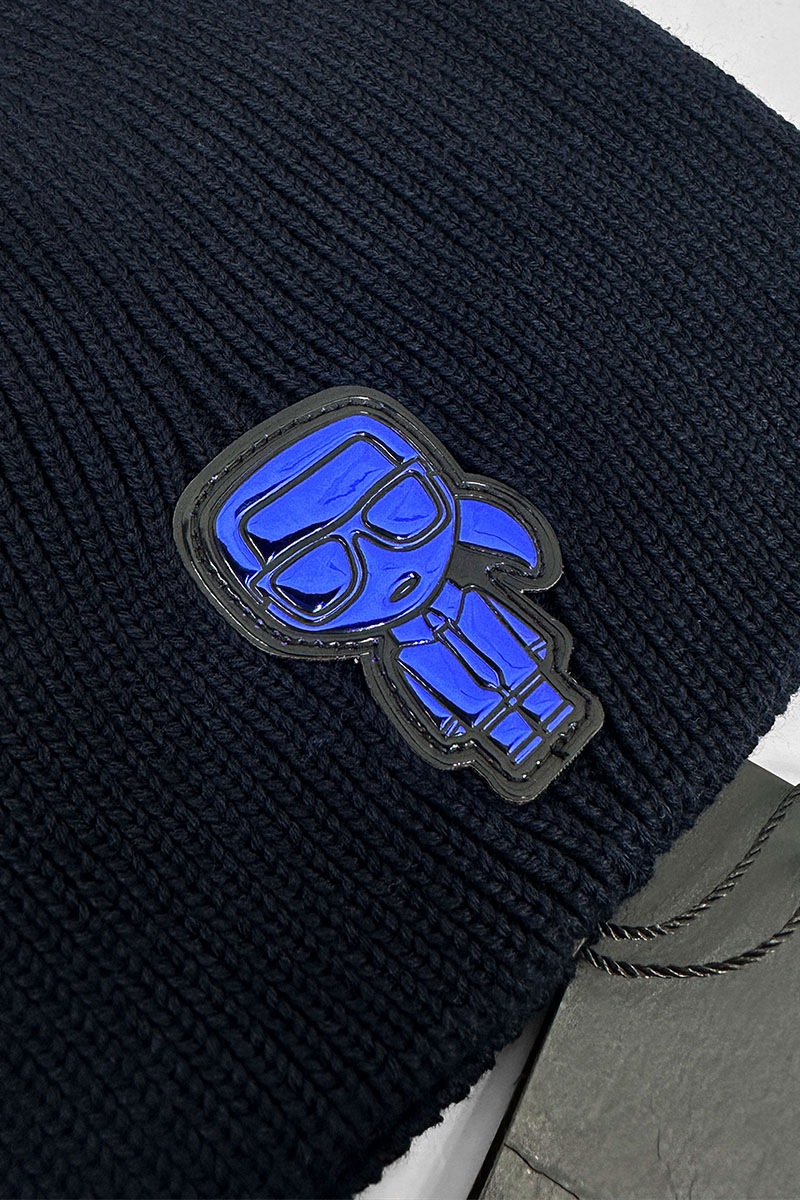 Company КL Мужская шапка тёмно-синего цвета logo-patch