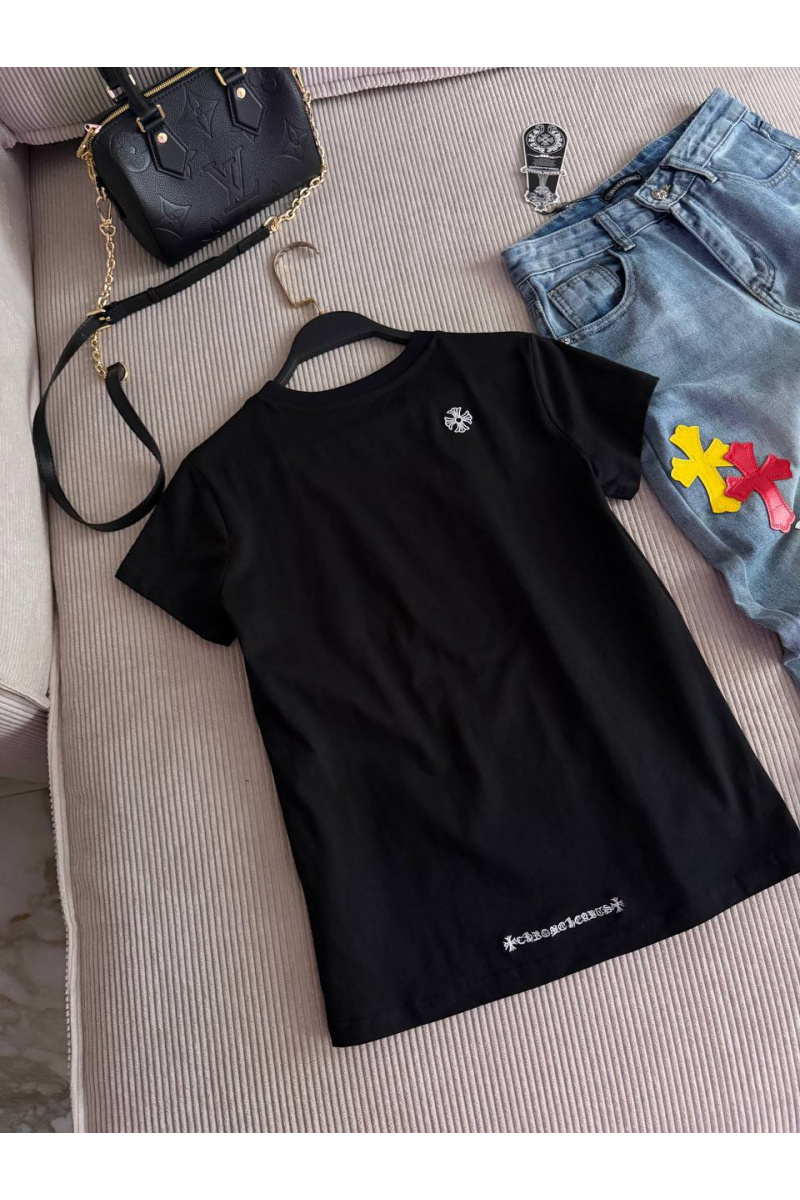 Chrome Hearts Женская чёрная футболка premium