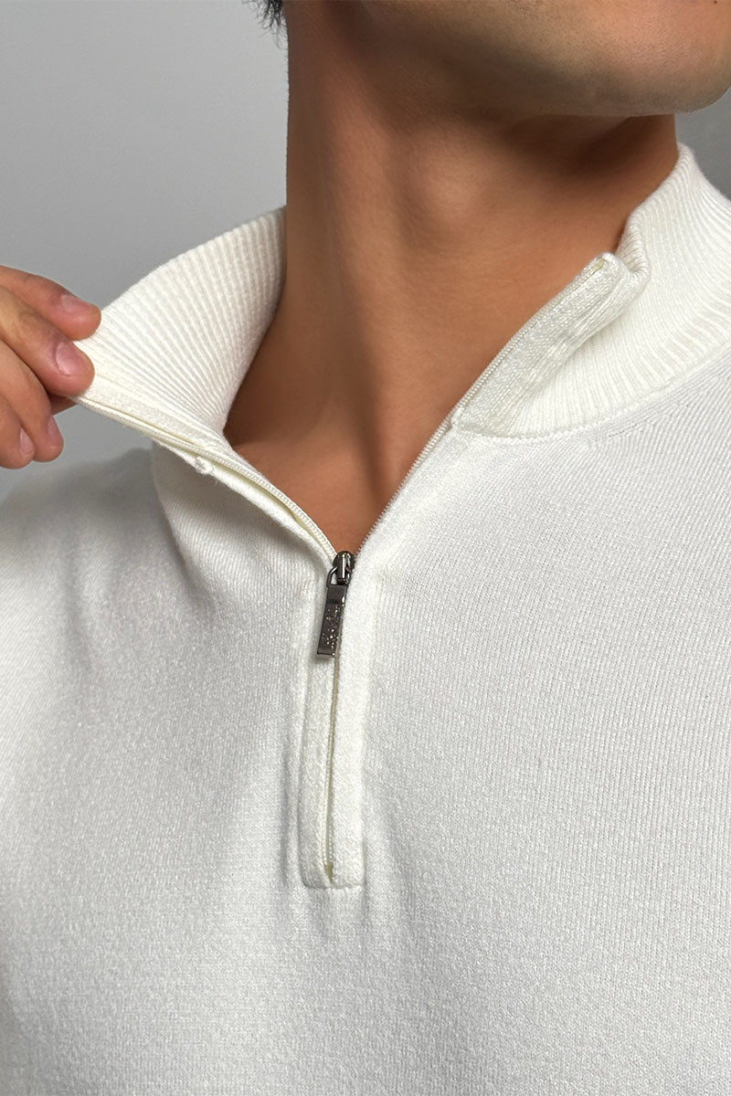 Loro Piana Белый джемпер Zip Neck