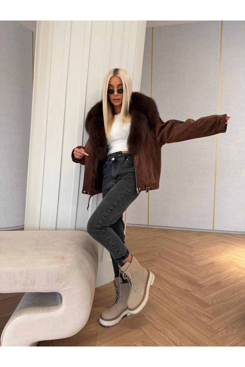 Max Mara Женская утеплённая дубленка с натуральным мехом