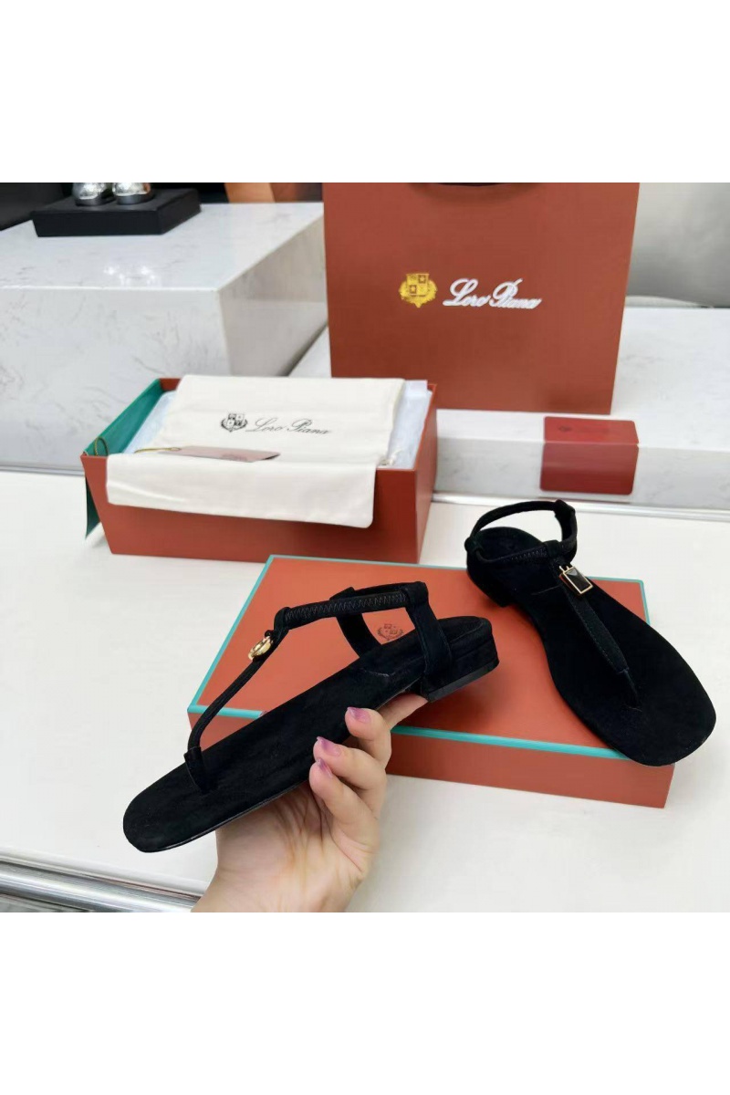 Loro Piana Женские замшевые сандалии Premium - Black