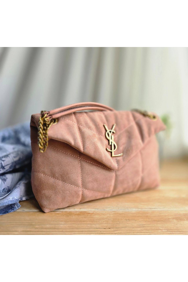 Yves Saint Laurent Замшевая сумка Lou Puffer 30x19 см